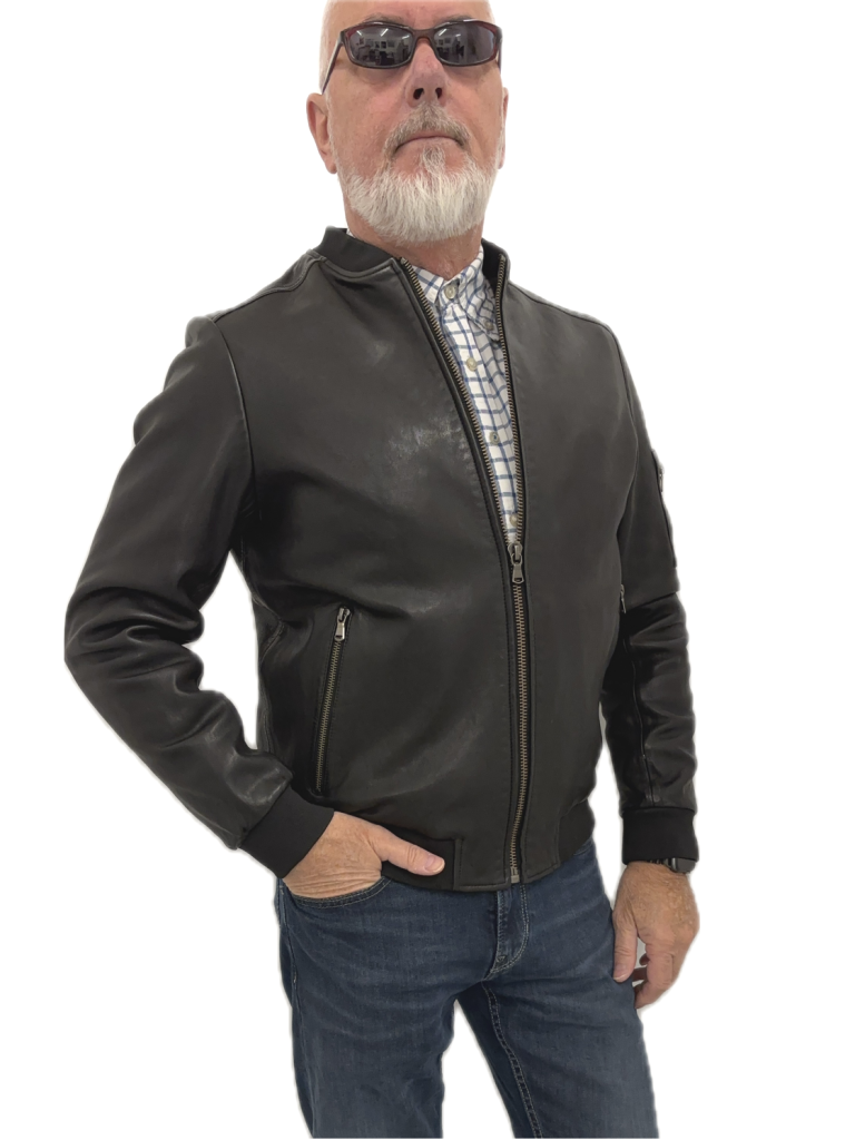 Herren Lederjacke Olivenleder B702 Lammnappa schwarz 03