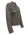 Damen Lederjacke 10804 Jeansjacke aus Lammnappa dunkelbraun Seitenansicht