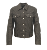 Damen Lederjacke 10804 Jeansjacke aus Lammnappa dunkelbraun Vorderseite