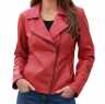 Damen Lederbikerjacke 11026 Lammnappa rot Groesse 38 mit Model 03
