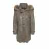 Damen Ledermantel khaki - Modell Stacy Lammnappa washed - Vorderansicht