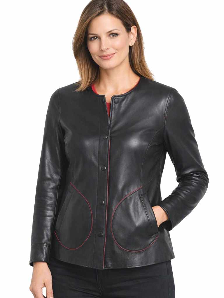 Damen Lederjacke Lammnappa Schwarz - Modell SU