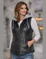 Damen Lederweste LUISE Lammnappa SCHWARZ mit Model