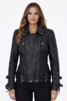 Damen Lederbikerjacke Lammnappa Schwarz - Modell Stella