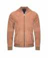 Herren Lederjacke JOHN Ziegenvelours cognac Vorderseite