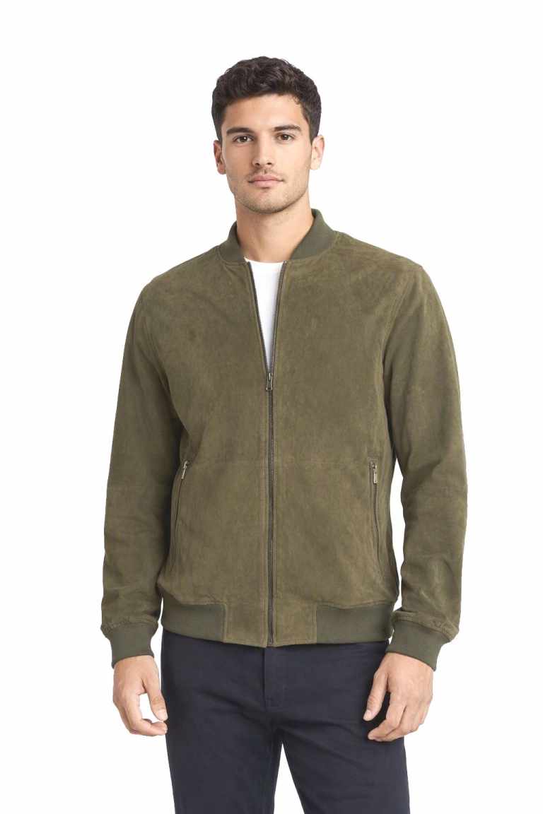 Lederjacke Herren - Modell B273 Ziegenvelours Oliv