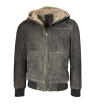 Herren Lederjacke JAKOB Ziegenvelours anthrazit Vorderteil
