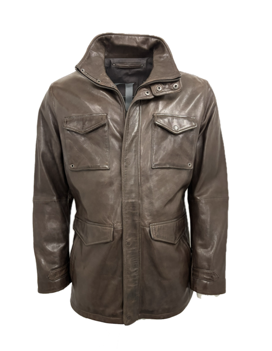 Herren Lederjacke kaufen - Modell KARL Neuseelandnappa dunkelbraun 