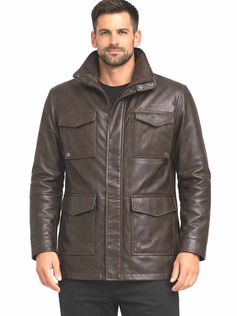 Herren Lederjacke Lammnappa - Modell KARL Farbe Dunkelbraun