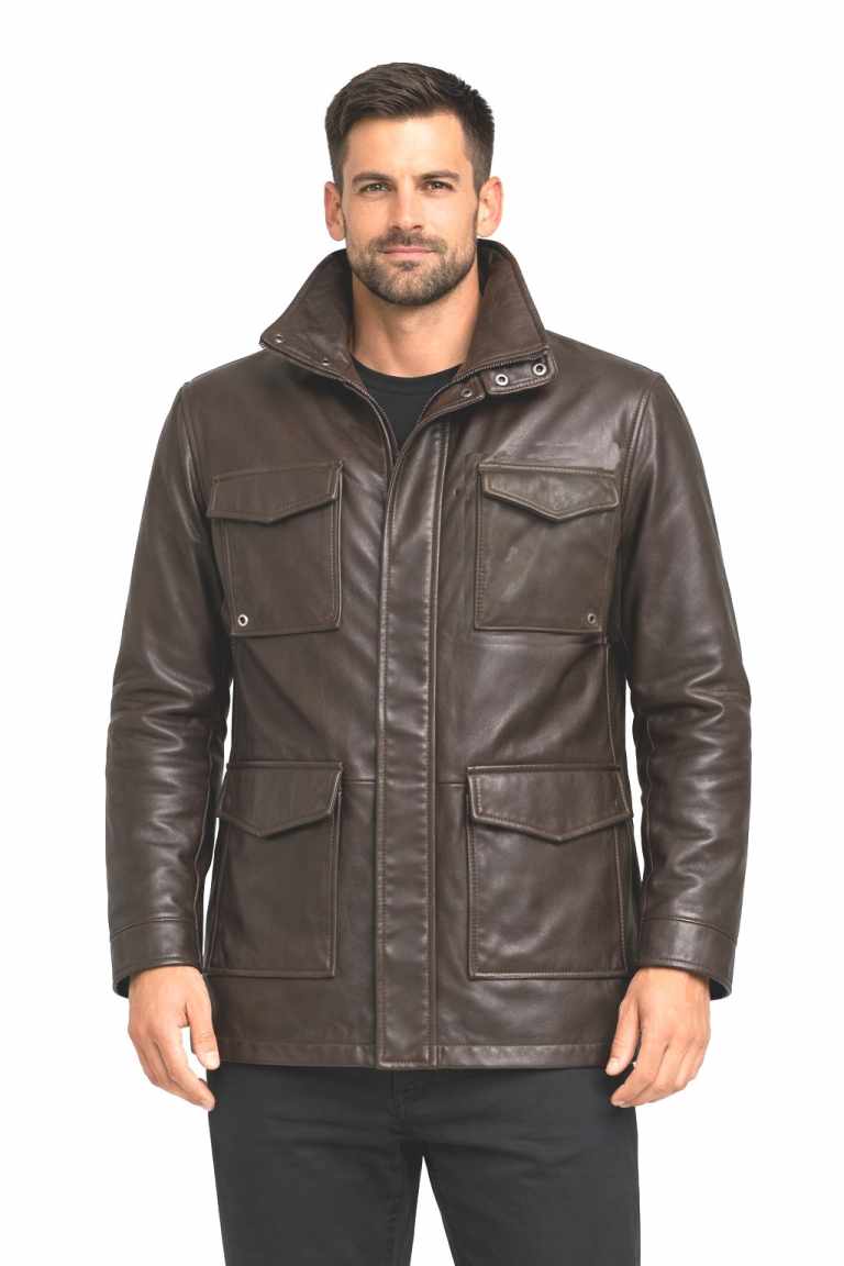 Herren Lederjacke Lammnappa - Modell KARL Farbe Dunkelbraun