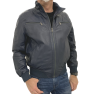 Herren Lederblouson ARON Lammnappa dunkelblau Vorderseite Model