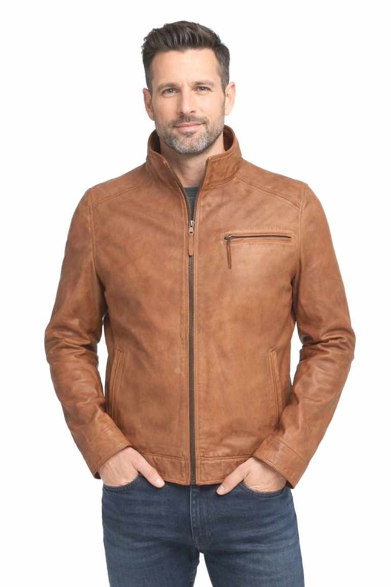 Herren Lederjacke PAUL Lammnappa Antik Mittelbraun