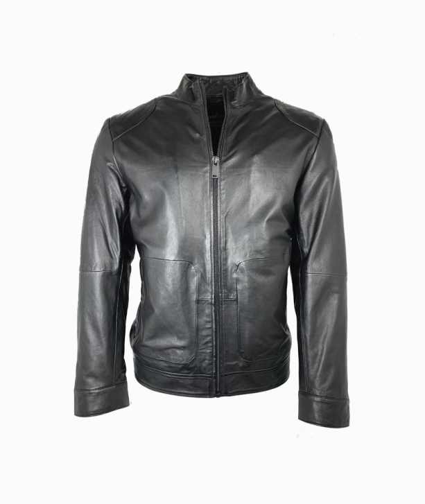 Herren Lederjacke kaufen - Modell LARS Lammnappa schwarz - Vorderansicht
