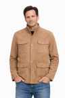 Herren Lederjacke J527 Ziegenvelours Sand vier aufgesetzten Pattentaschen mit Model