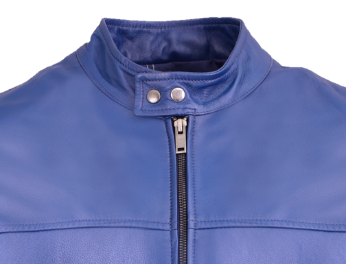 Herren Lederjacke J536 Lammnappa BLAU 10297 50 Ausschnitt