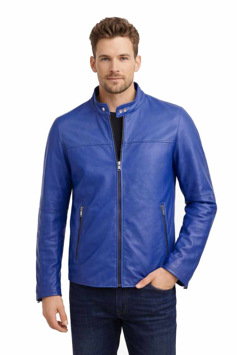 Lederjacke Blau - Modell J536 Lammnappa