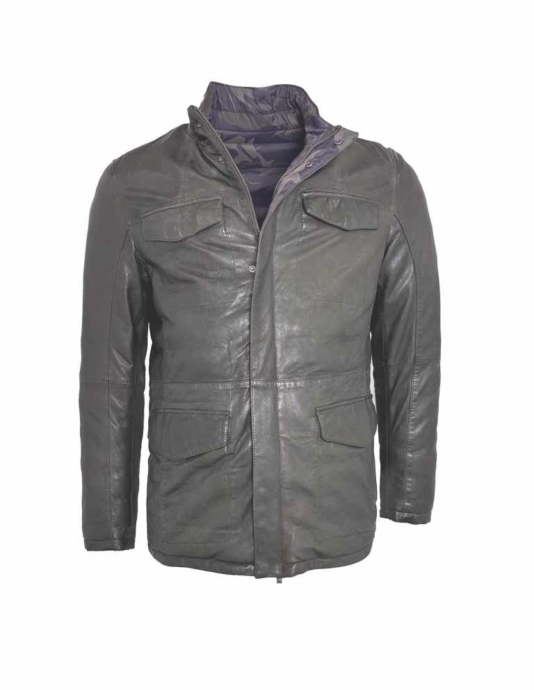 Herren Lederjacke OZ543 Wendejacke LAmmnappa OLIVE NIGHT 100