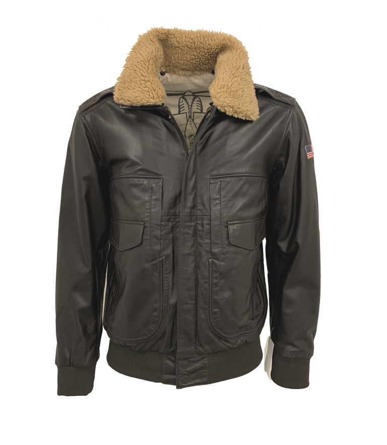 Herren Lederjacke ADLER01 Lammnappa dunkelbraun Vorderseite