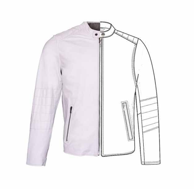 Herren Lederjacke Lammnappa weiss WILLI J561 Skizze02 jpg