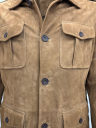 Herren Lederjacke SIMON Ziegenvelours SAND Vorderseite Ausschnitt