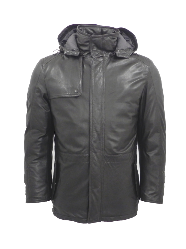 Herren Lederparka JAMES Handschuhnappa dunkelbraun Vorderseite