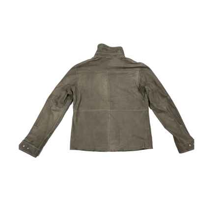 Herren Lederhemdjacke FINN Ziegenvelours OLIV Innenseite Rücken liegend