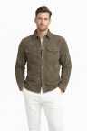Herren Lederhemdjacke Ziegenvelours Oliv- Modell FINN