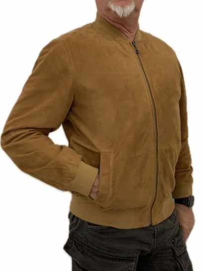 Lederblouson PHIL Ziegenvelours cognac 48 02 - Lederbekleidungsversand