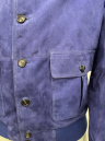 Herren Lederjacke MANI Ziegenvelours blau Detailaufnahme front