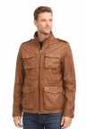 Herren Lederjacke DAVID Lammnappa washed Braun mit Model und weißen Hintergrund