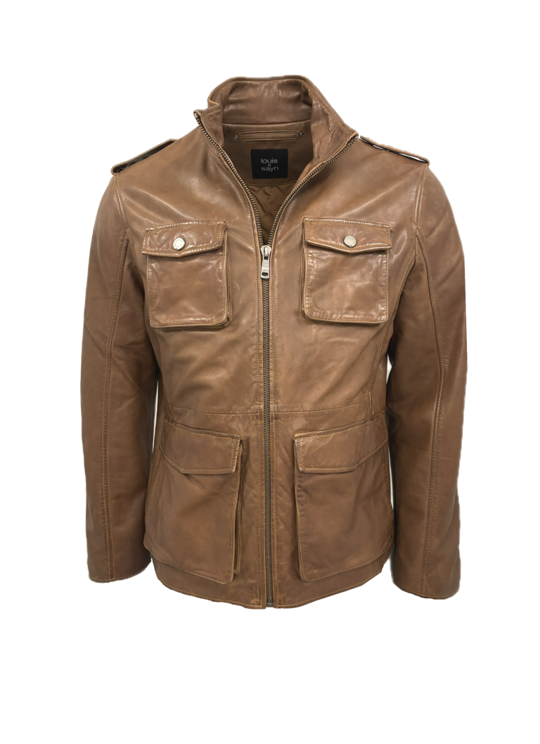 Herren Lederjacke JEFF Lammnappa BRAUN Vorderseite