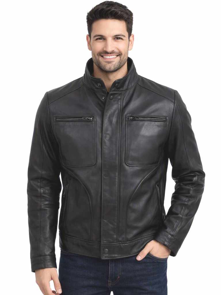 Herren Lederjacke Lammnappa Schwarz - Modell MICK