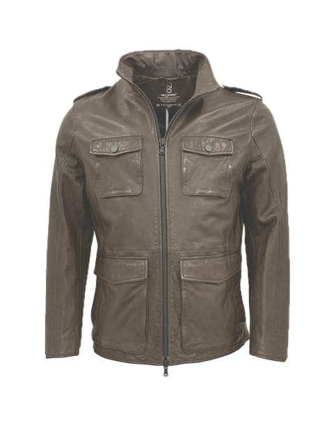 Herren Lederjacke DED Olivenleder dunkelbraun 01 - Lederbekleidungsversand