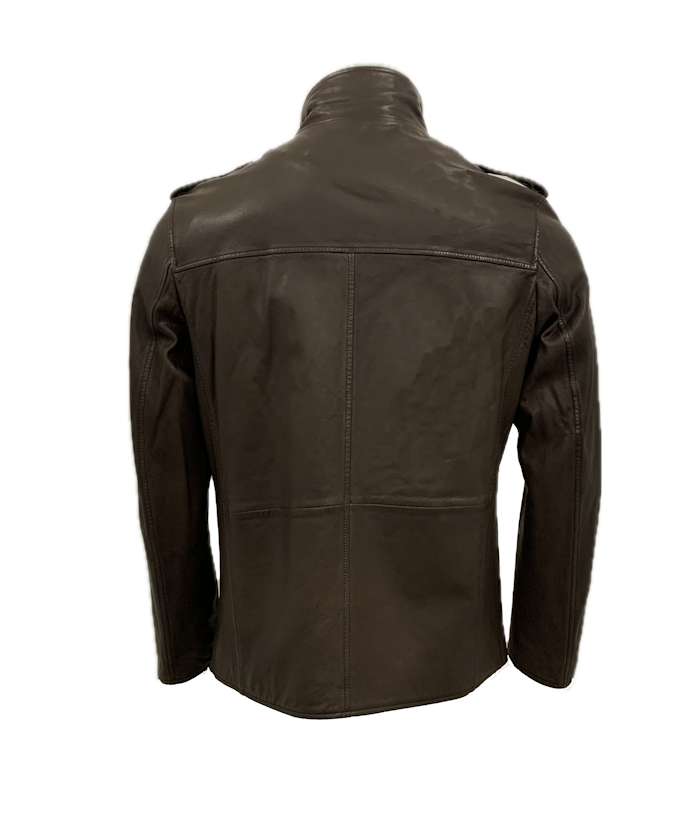 Herren Lederjacke DED Olivenleder dunkelbraun 03 - Lederbekleidungsversand