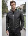 Herren Lederjacke B702 Lammnappa SCHWARZ MATT Olivenleder Model