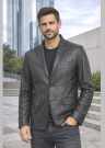 Herren Ledersakko DEAN Lammnappa SCHWARZ MATT Olivenleder Model 