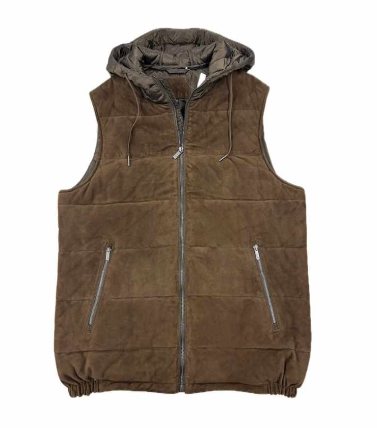 Herren Lederweste CLARK Ziegenvelours braun - Vorderansicht