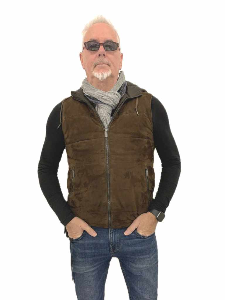 Lederweste CLARK Ziegenvleours chromfrei dbraun - Lederbekleidungsversand