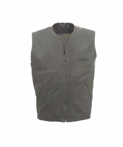 Herren Lederweste MIKE Lammnappa Canvas camel Vorderseite