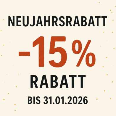 Neujahrsrabatt 15 Prozent bis Ende Januar 26